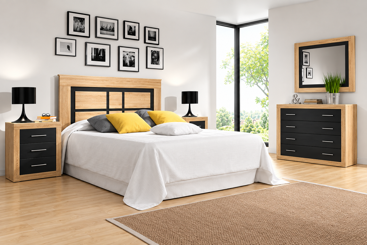 Dormitorio Bicolor Roble/Negro